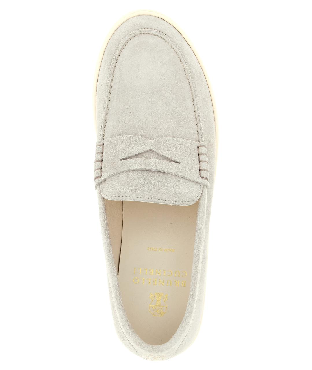 BRUNELLO CUCINELLI Серые кожаные лоферы, фото 4