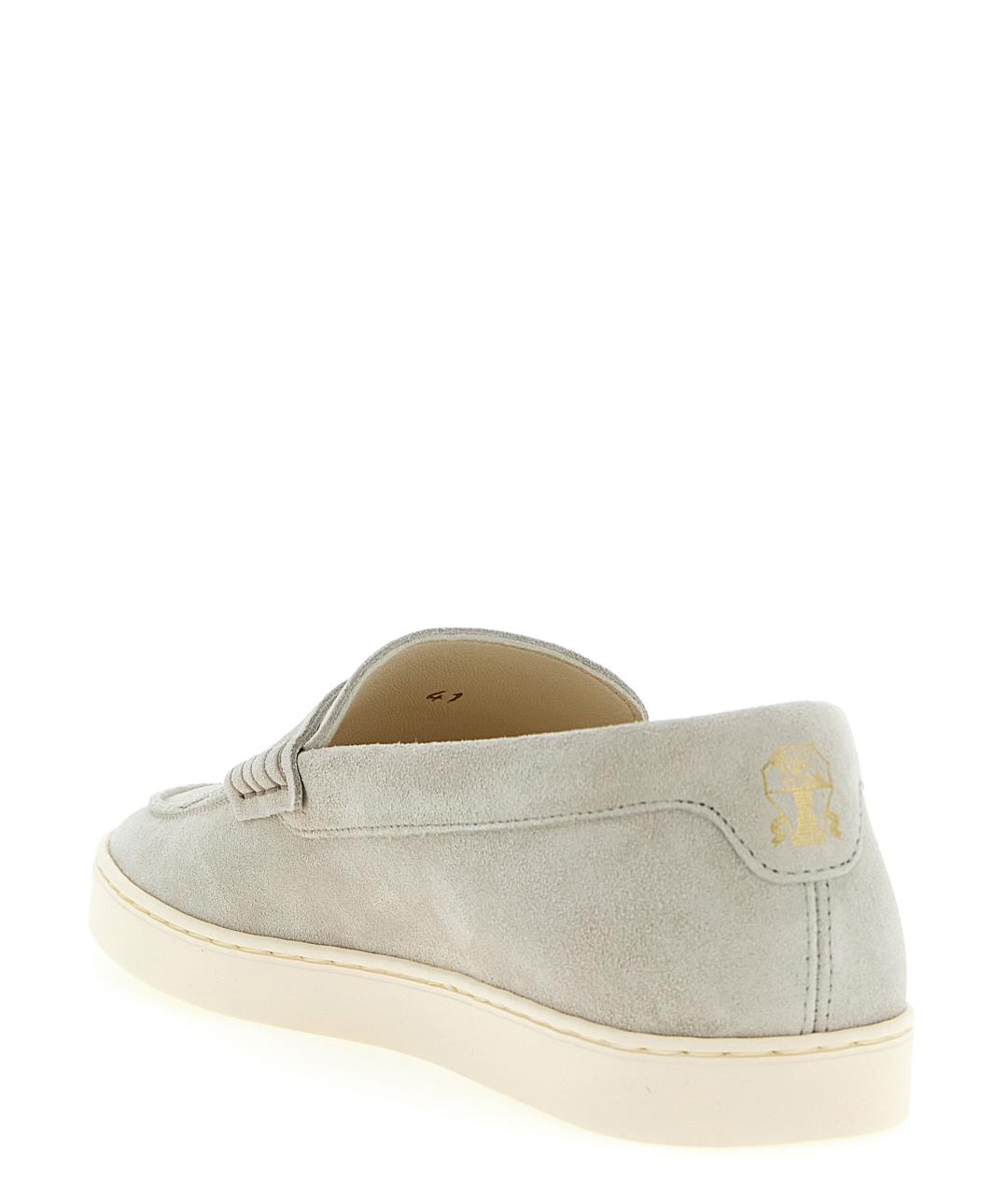 BRUNELLO CUCINELLI Серые кожаные лоферы, фото 3