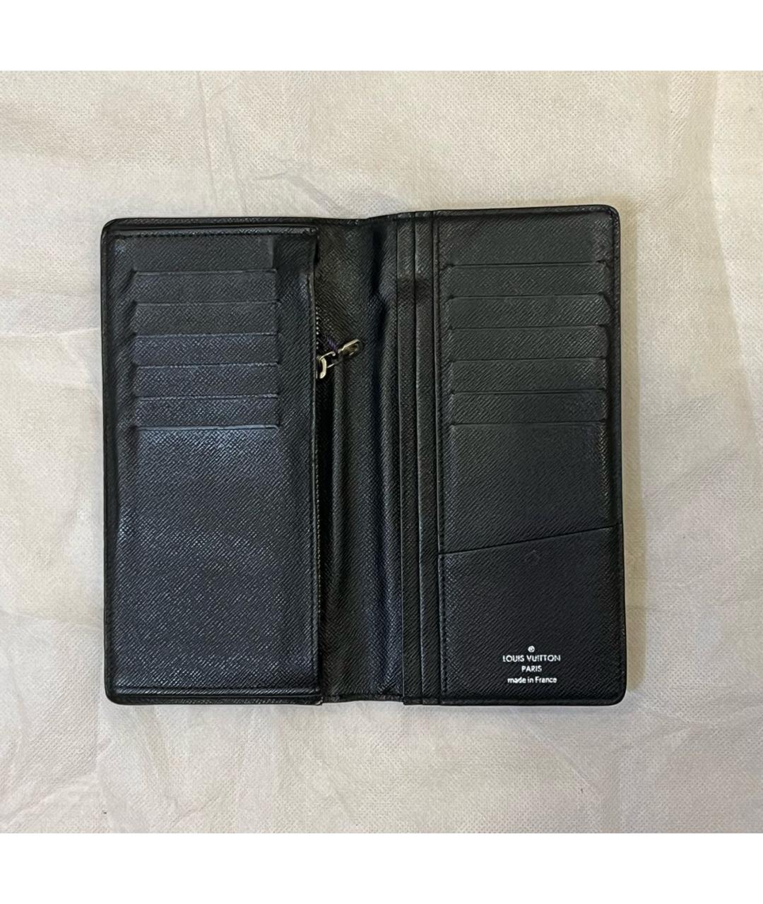 LOUIS VUITTON Черный кожаный кошелек, фото 3