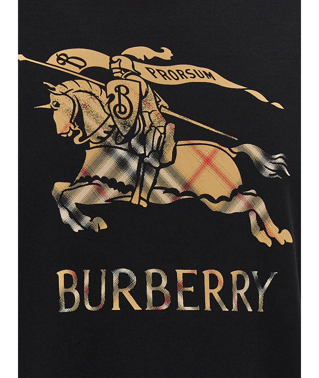 BURBERRY Черная хлопковая футболка, фото 4