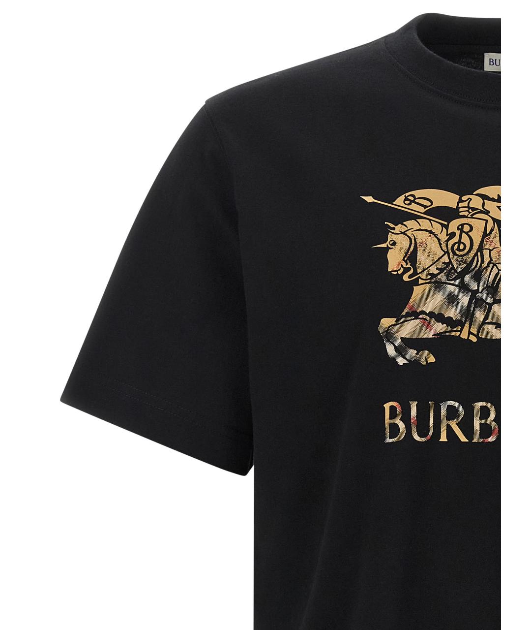 BURBERRY Черная хлопковая футболка, фото 3