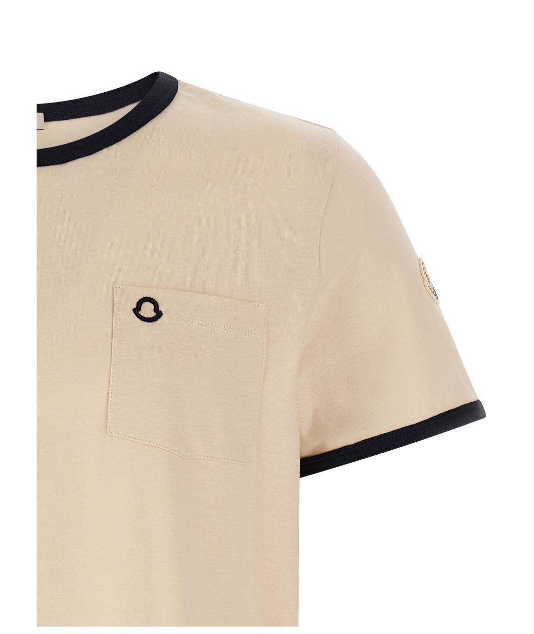 MONCLER Бежевая хлопковая футболка, фото 3
