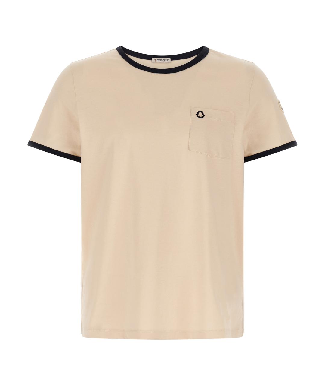 MONCLER Бежевая хлопковая футболка, фото 1