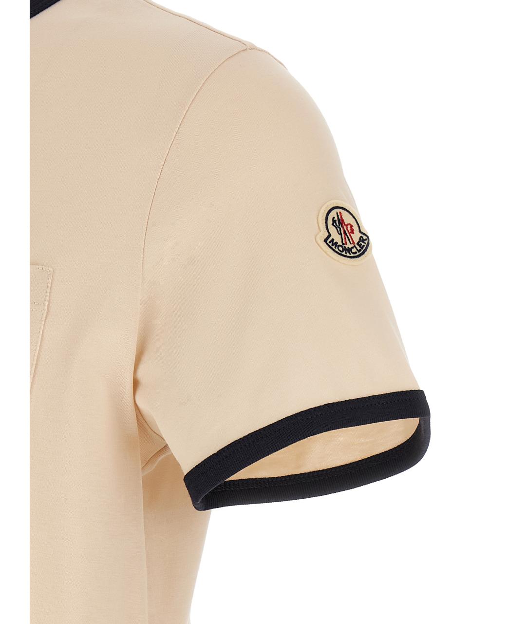 MONCLER Бежевая хлопковая футболка, фото 4