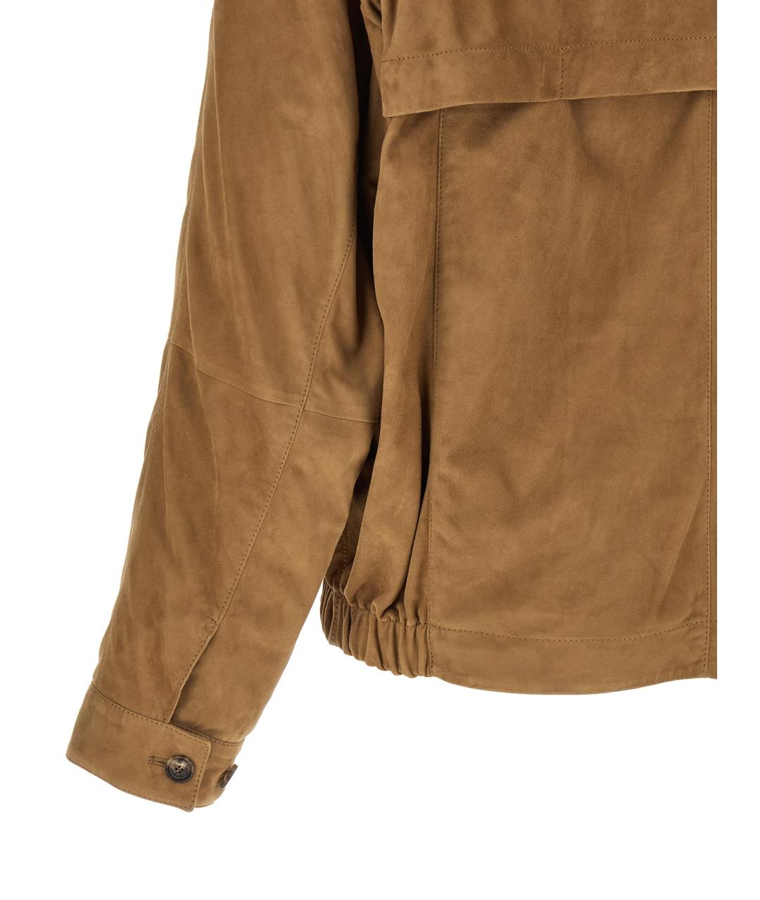 BRUNELLO CUCINELLI Бежевая кожаная куртка, фото 4