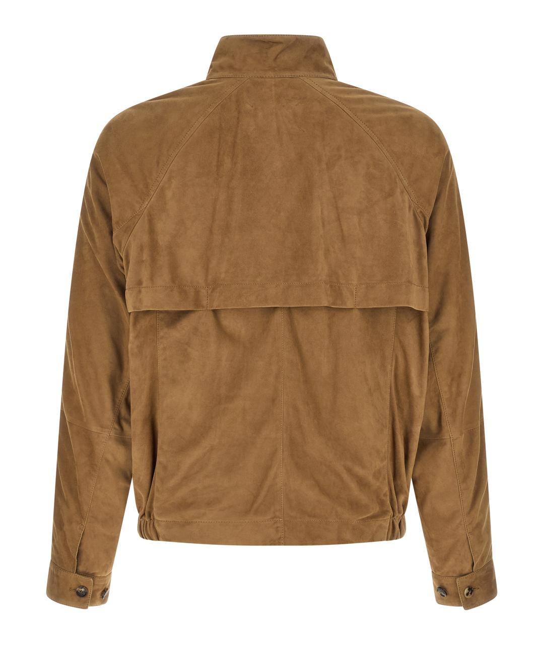 BRUNELLO CUCINELLI Бежевая кожаная куртка, фото 2