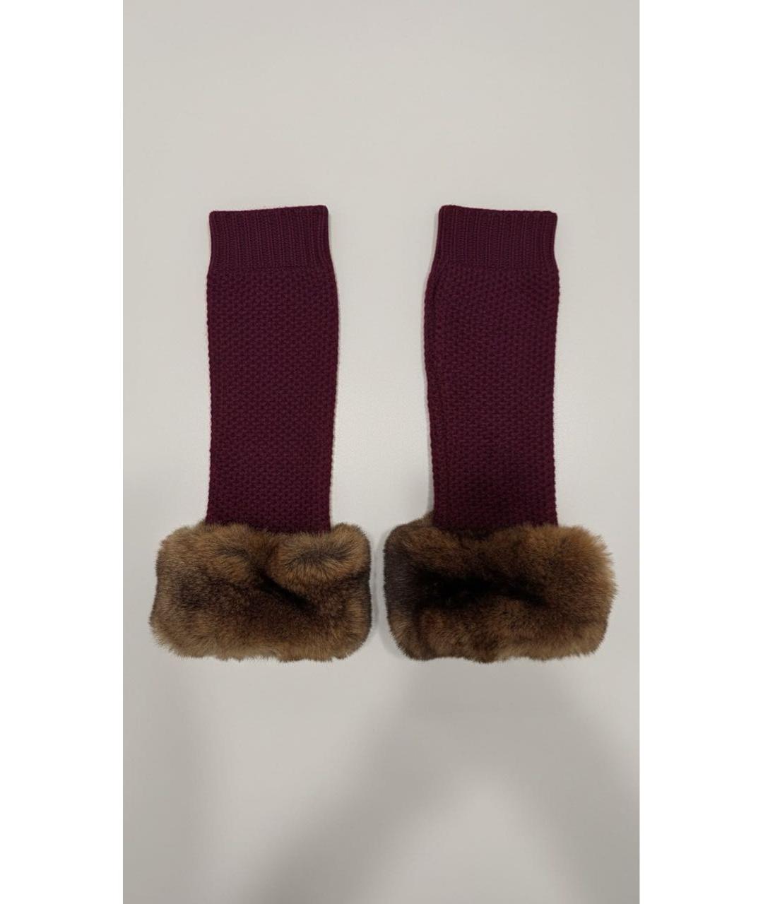 ETRO Бордовые кашемировые митенки, фото 7