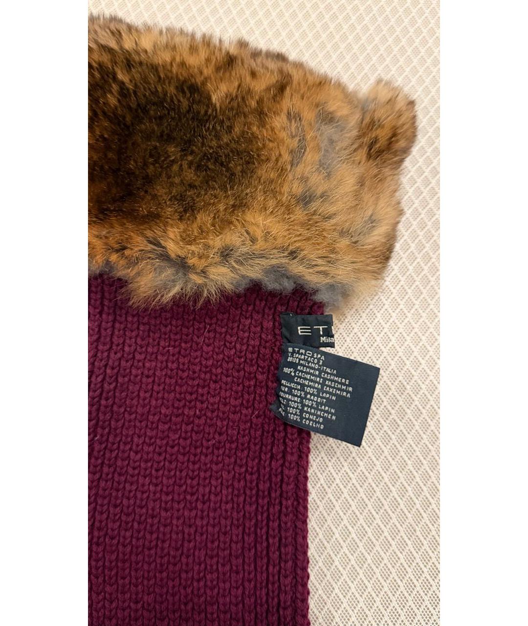 ETRO Бордовые кашемировые митенки, фото 5