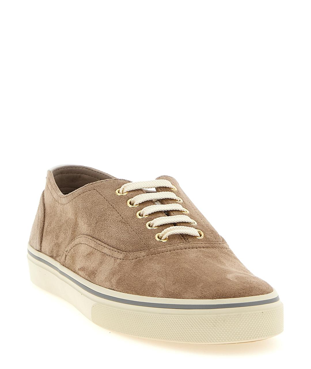 BRUNELLO CUCINELLI Бежевые кожаные низкие кроссовки / кеды, фото 2