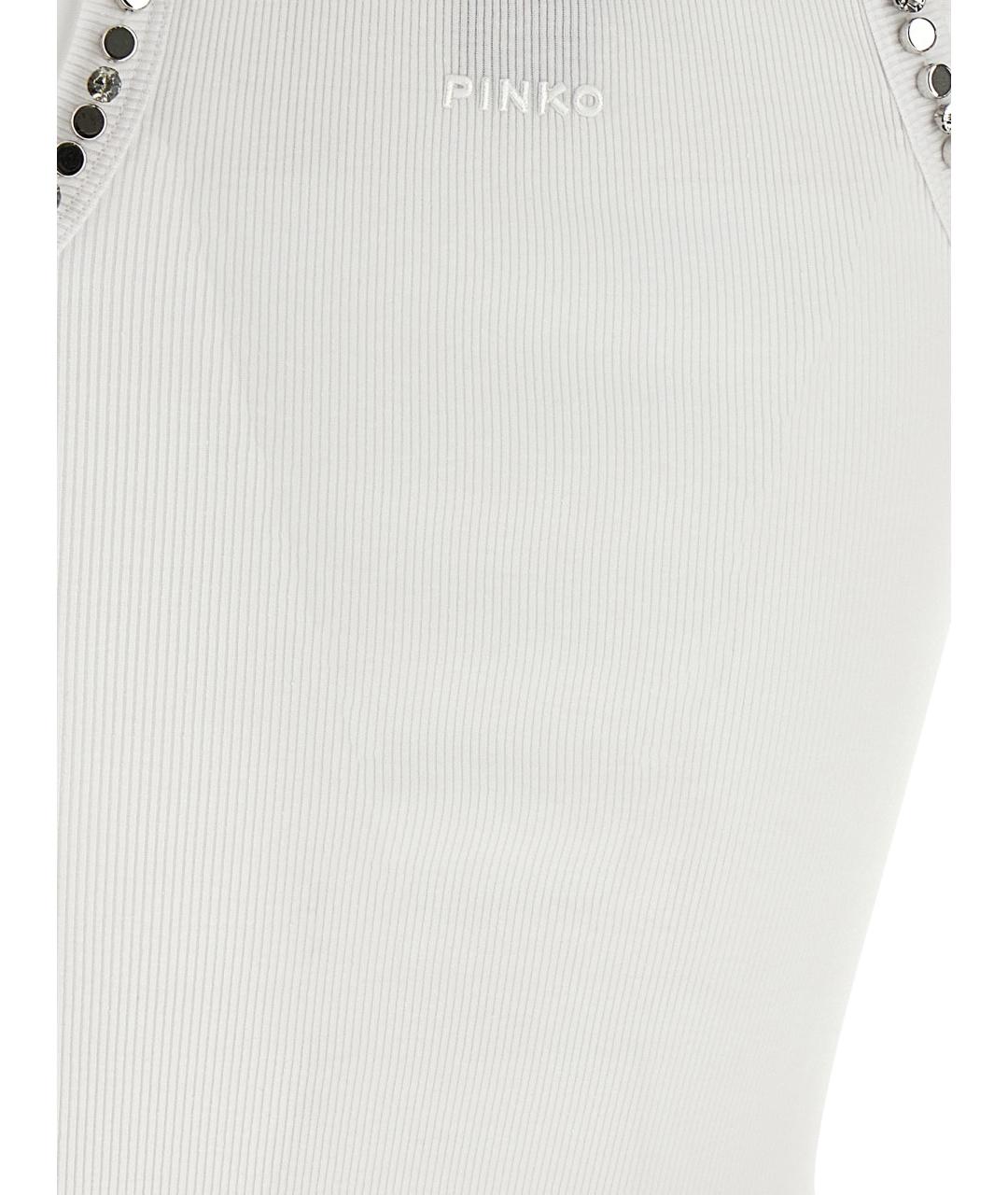 PINKO Белая хлопковая майка, фото 4