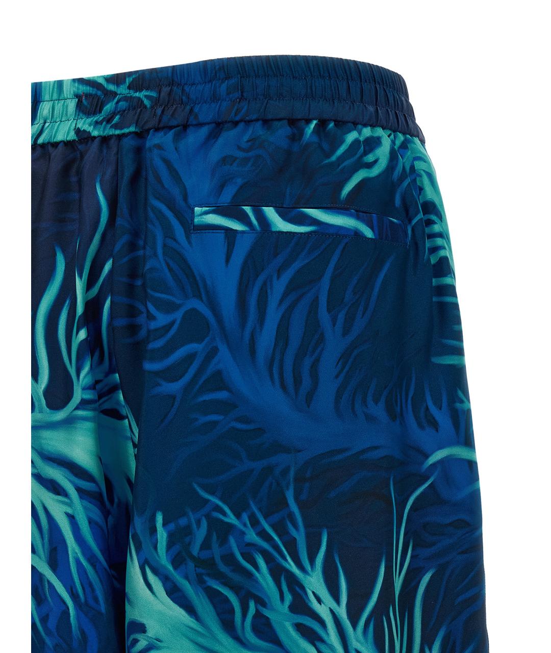 F.R.S FOR RESTLESS SLEEPERS Синие шелковые прямые брюки, фото 5