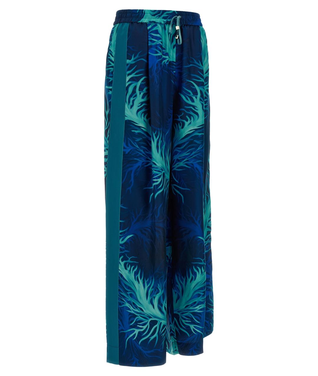 F.R.S FOR RESTLESS SLEEPERS Синие шелковые прямые брюки, фото 3