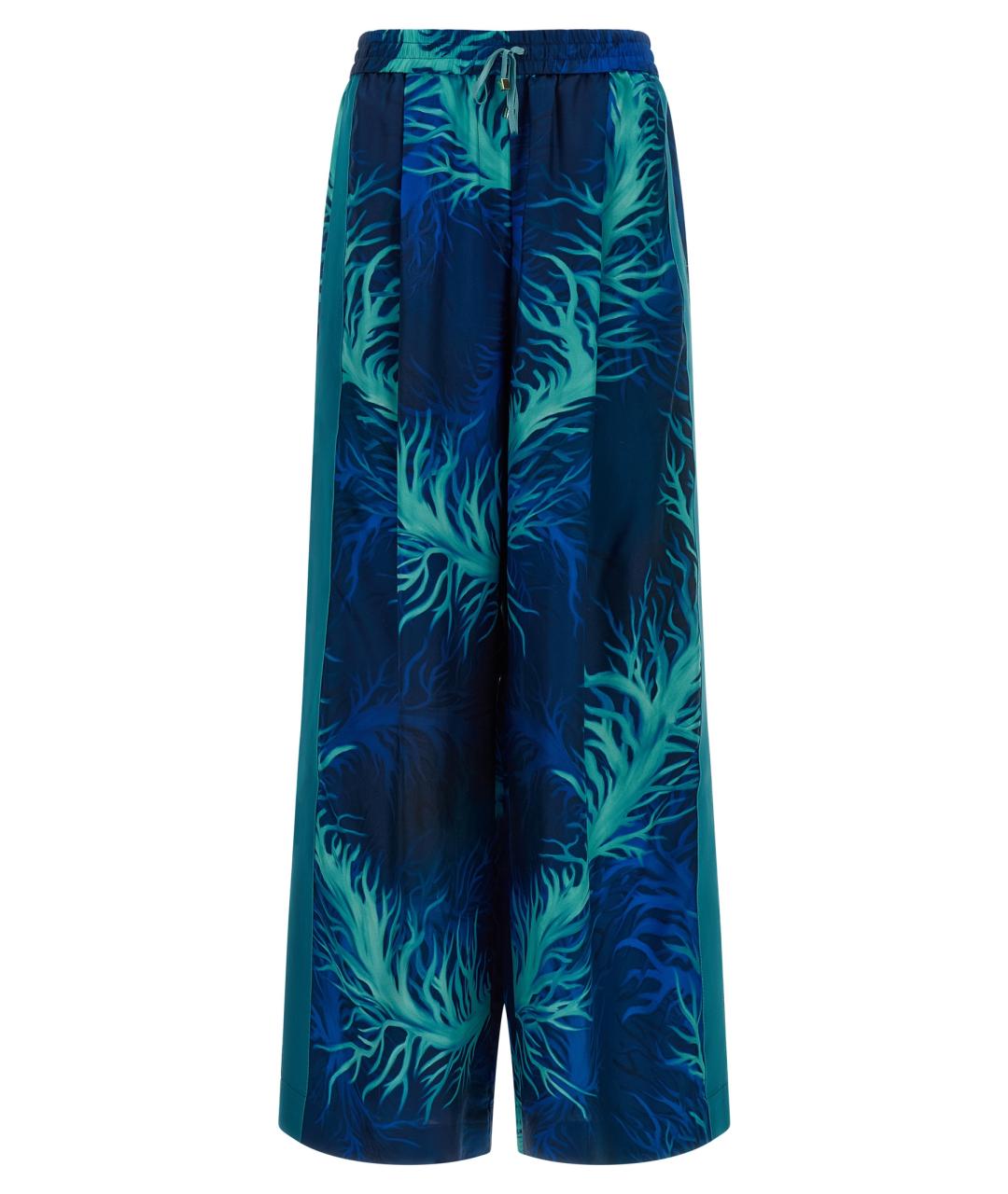 F.R.S FOR RESTLESS SLEEPERS Синие шелковые прямые брюки, фото 1