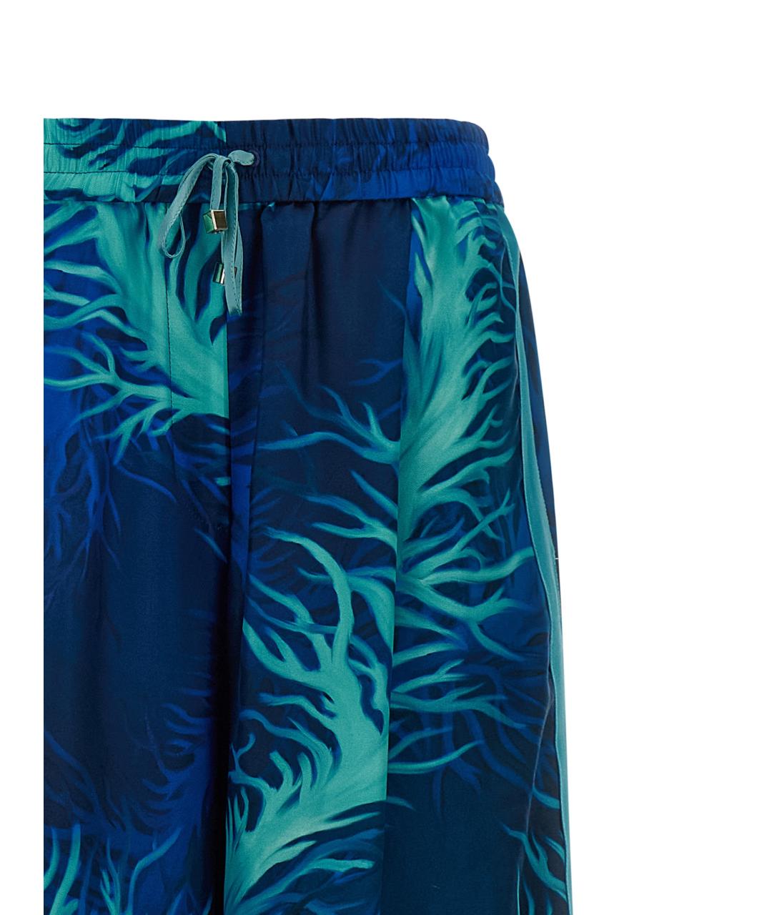 F.R.S FOR RESTLESS SLEEPERS Синие шелковые прямые брюки, фото 4