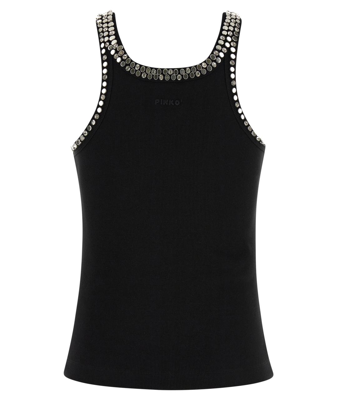 PINKO Черная хлопковая майка, фото 2