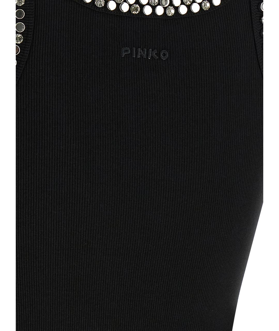PINKO Черная хлопковая майка, фото 4