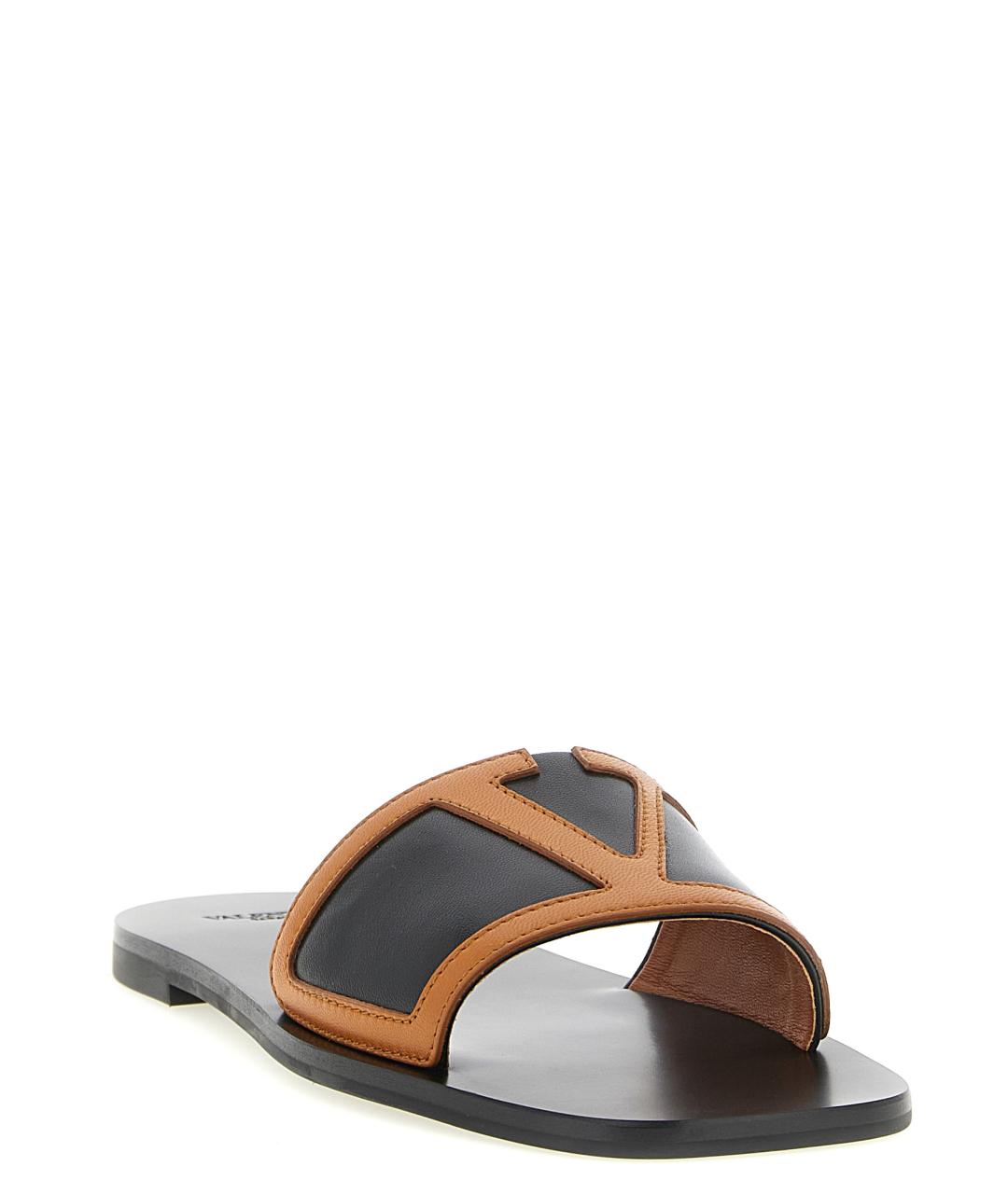 VALENTINO Коричневые кожаные шлепанцы, фото 2