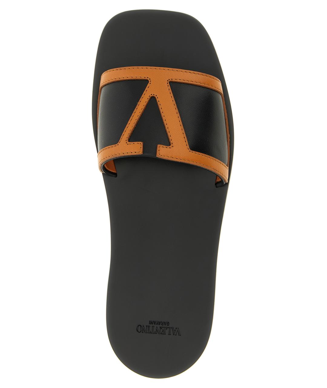 VALENTINO Коричневые кожаные шлепанцы, фото 4