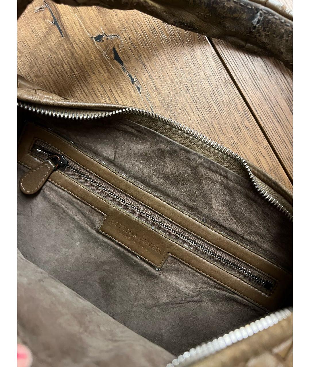 BOTTEGA VENETA Коричневая кожаная сумка с короткими ручками, фото 5