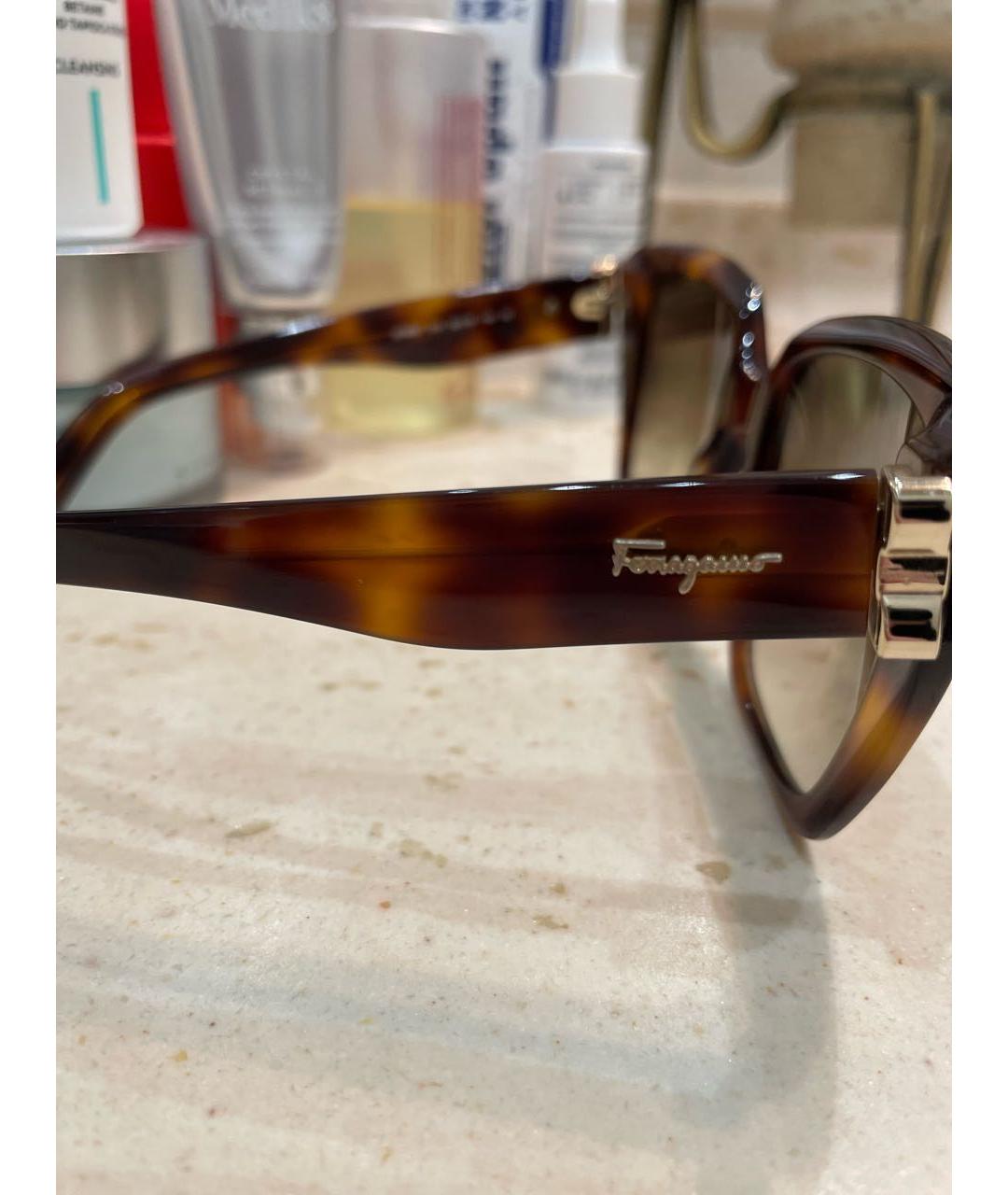 FERRAGAMO Коричневые пластиковые солнцезащитные очки, фото 2