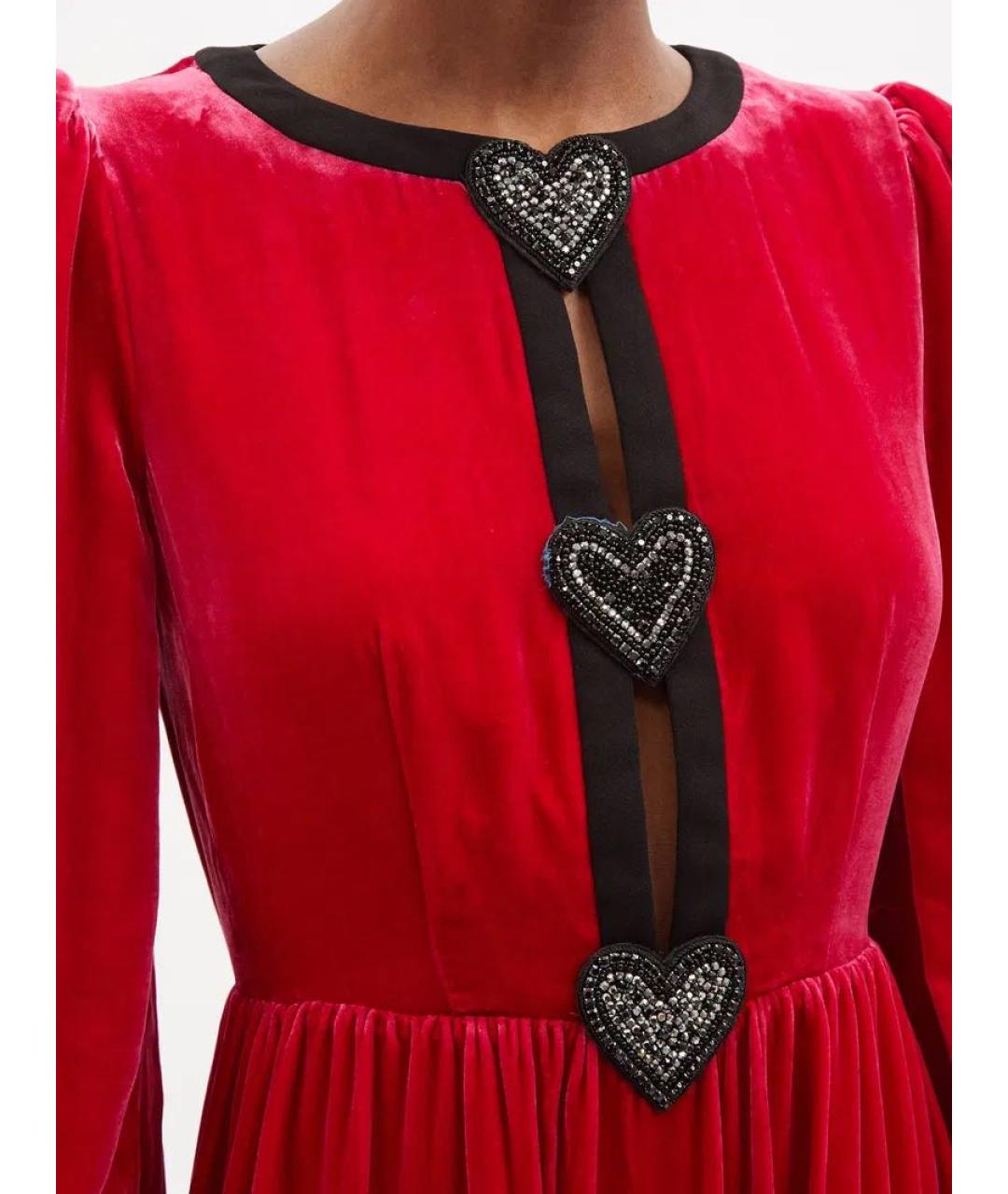 SALONI Красное бархатное вечернее платье, фото 3