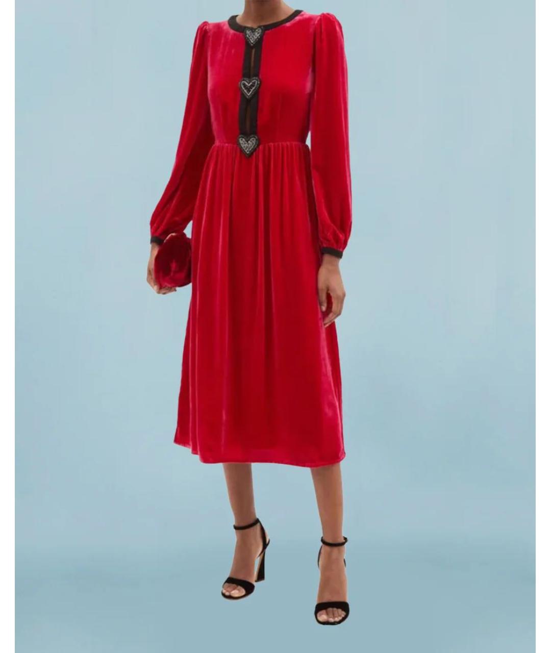 SALONI Красное бархатное вечернее платье, фото 4