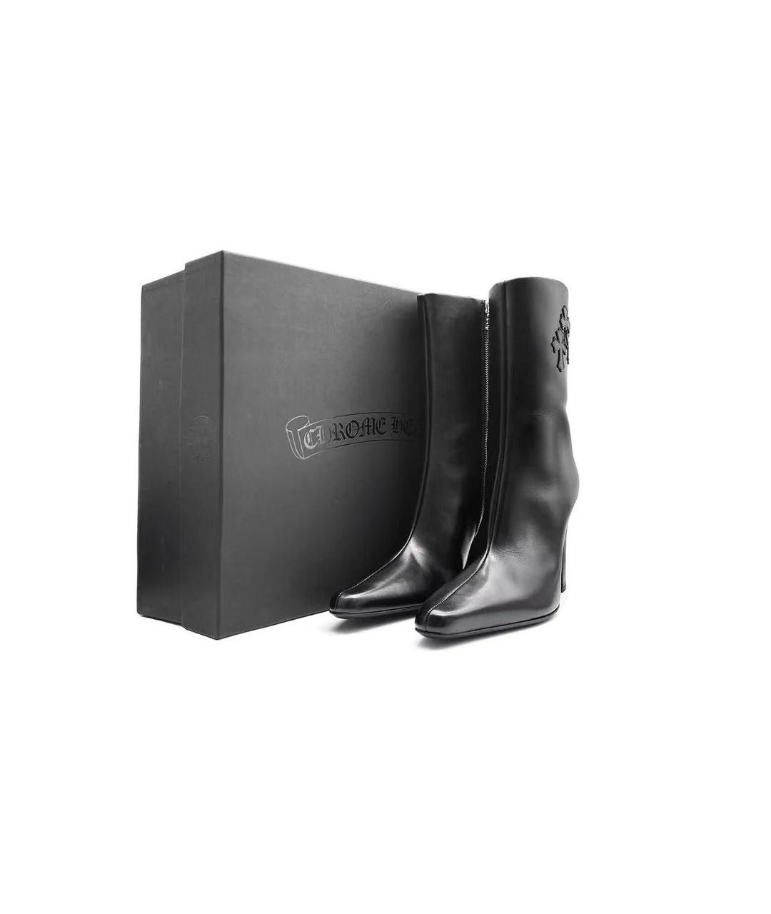 CHROME HEARTS Черные кожаные полусапоги, фото 4