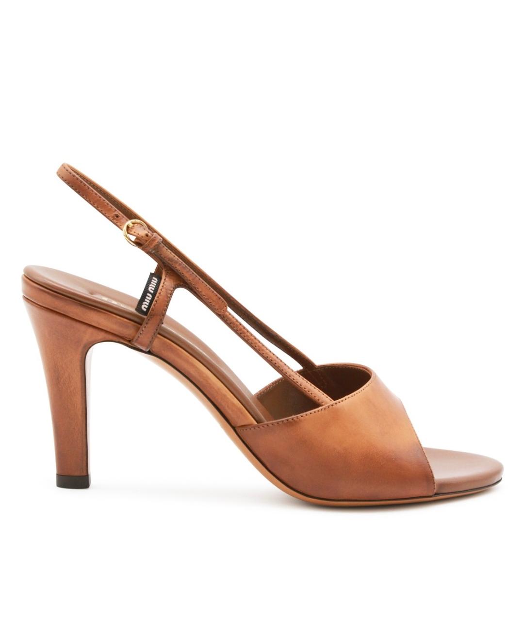 MIU MIU Коричневые кожаные босоножки, фото 4