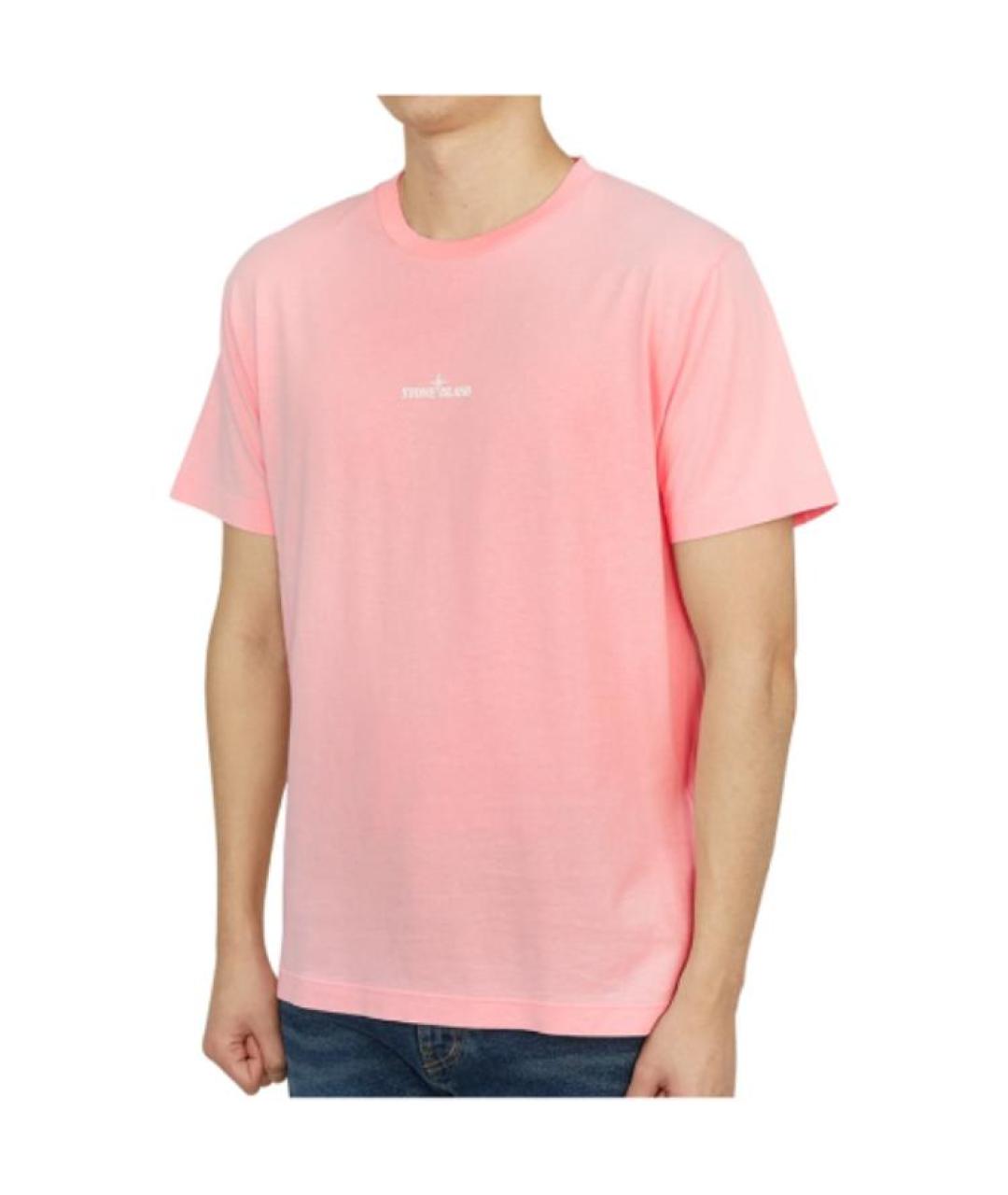 STONE ISLAND Розовая хлопковая футболка, фото 4