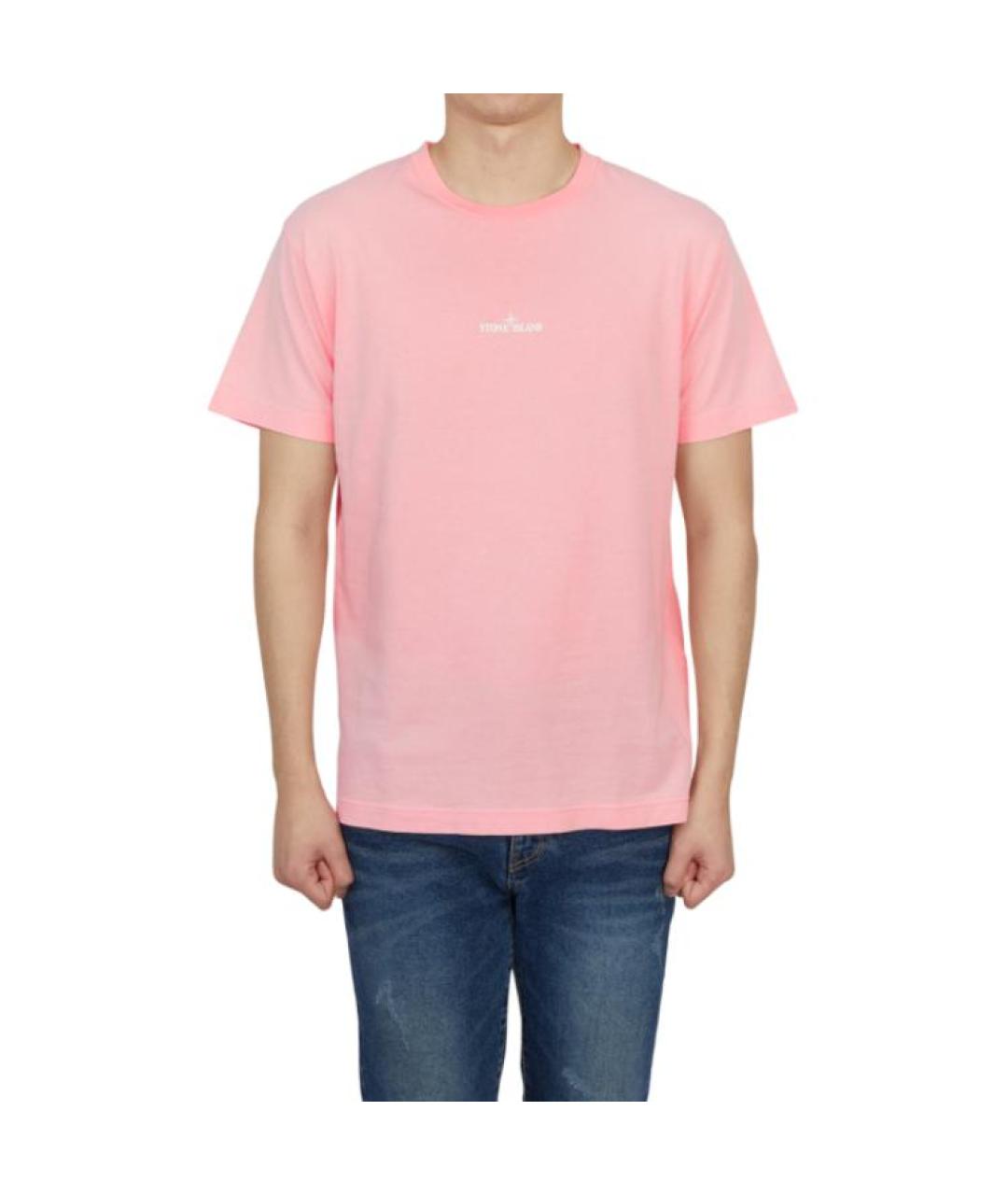 STONE ISLAND Розовая хлопковая футболка, фото 3