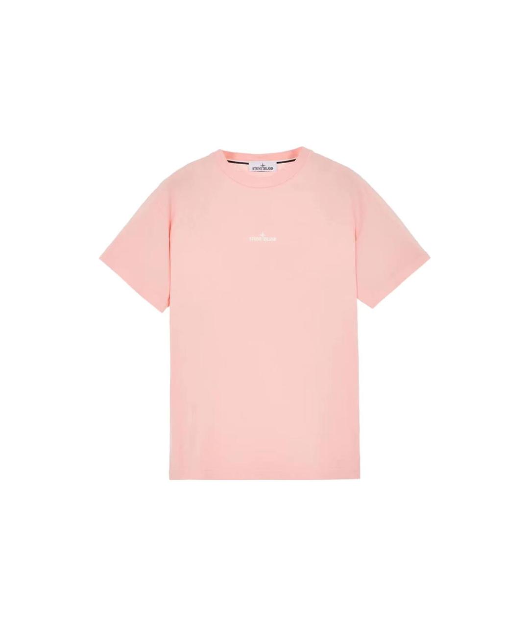 STONE ISLAND Розовая хлопковая футболка, фото 1
