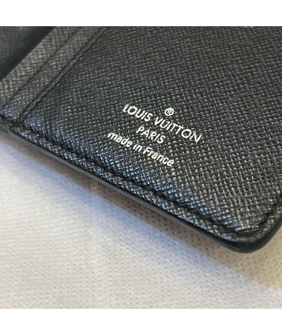 LOUIS VUITTON Черный кожаный кошелек, фото 4