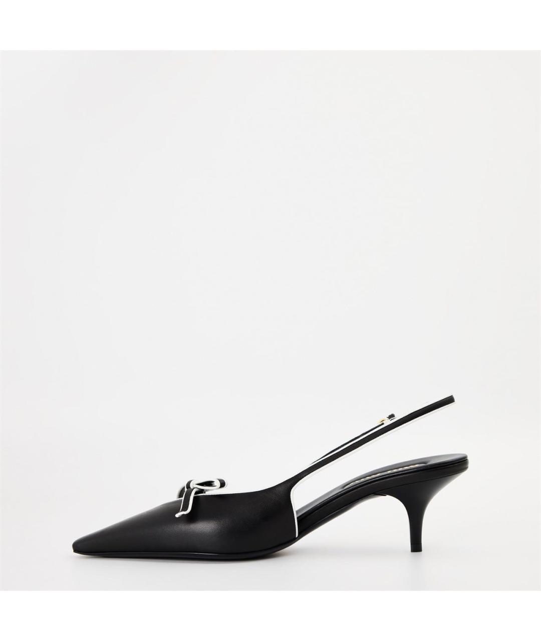 MIU MIU Черные кожаные лодочки на низком каблуке, фото 8