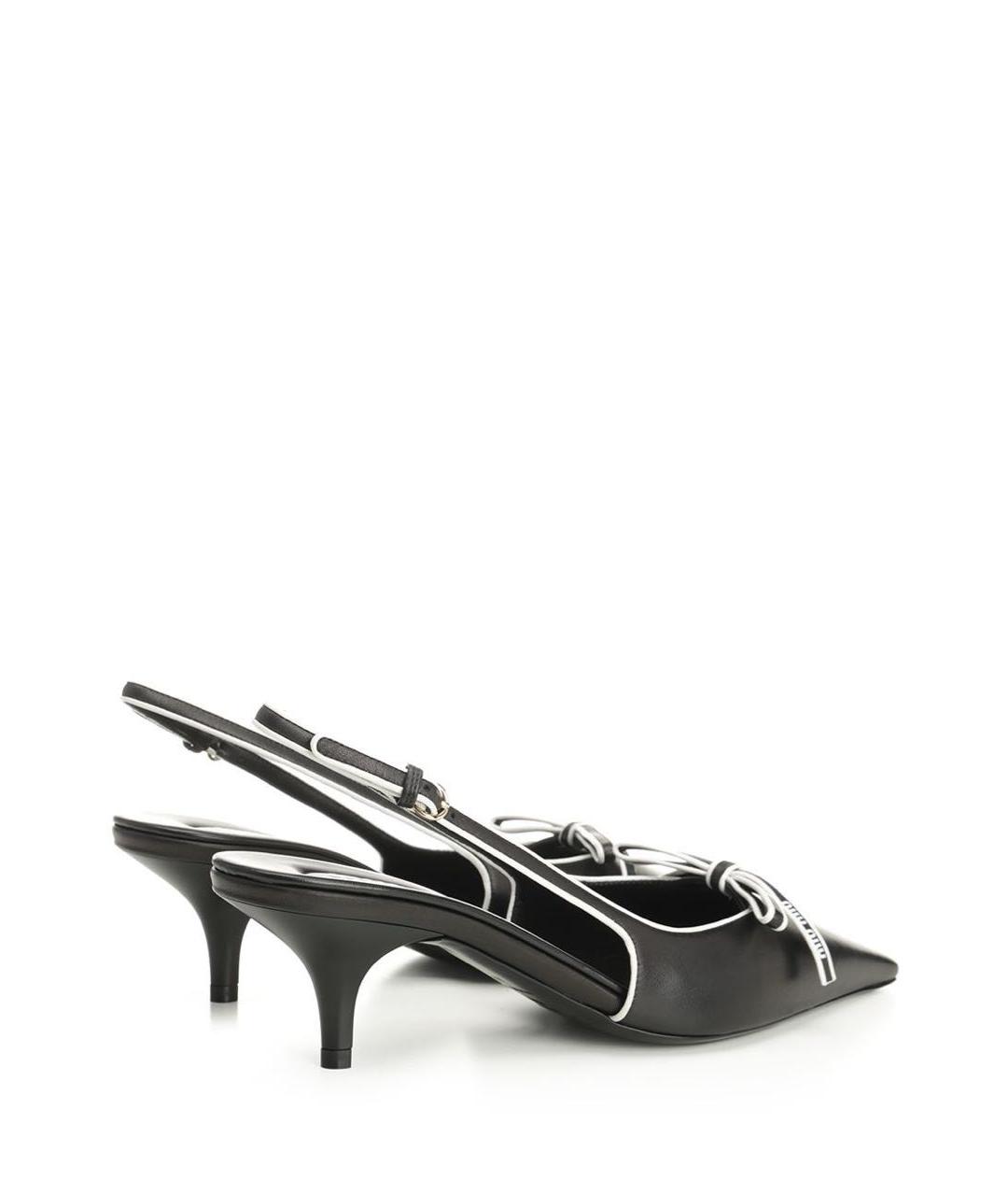 MIU MIU Черные кожаные лодочки на низком каблуке, фото 5