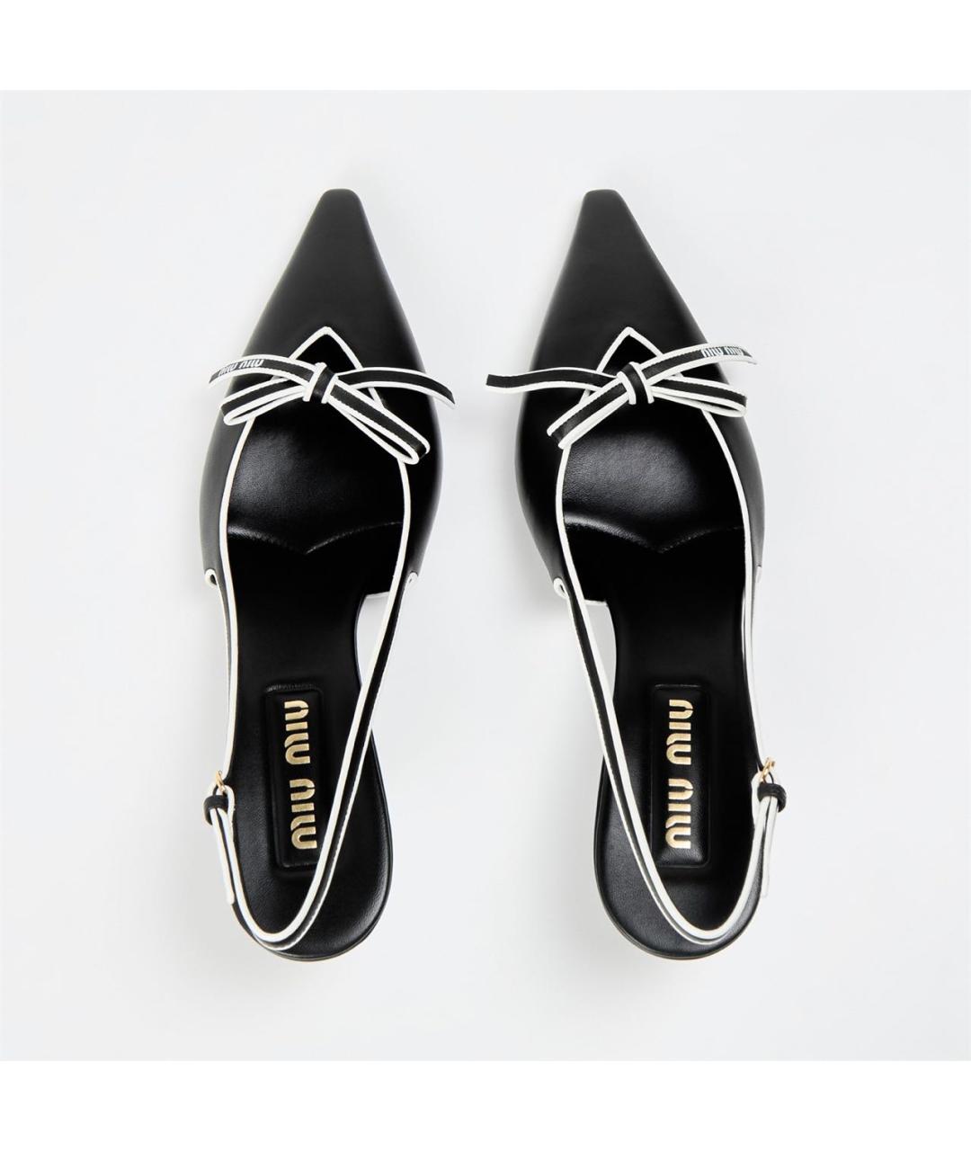 MIU MIU Черные кожаные лодочки на низком каблуке, фото 6