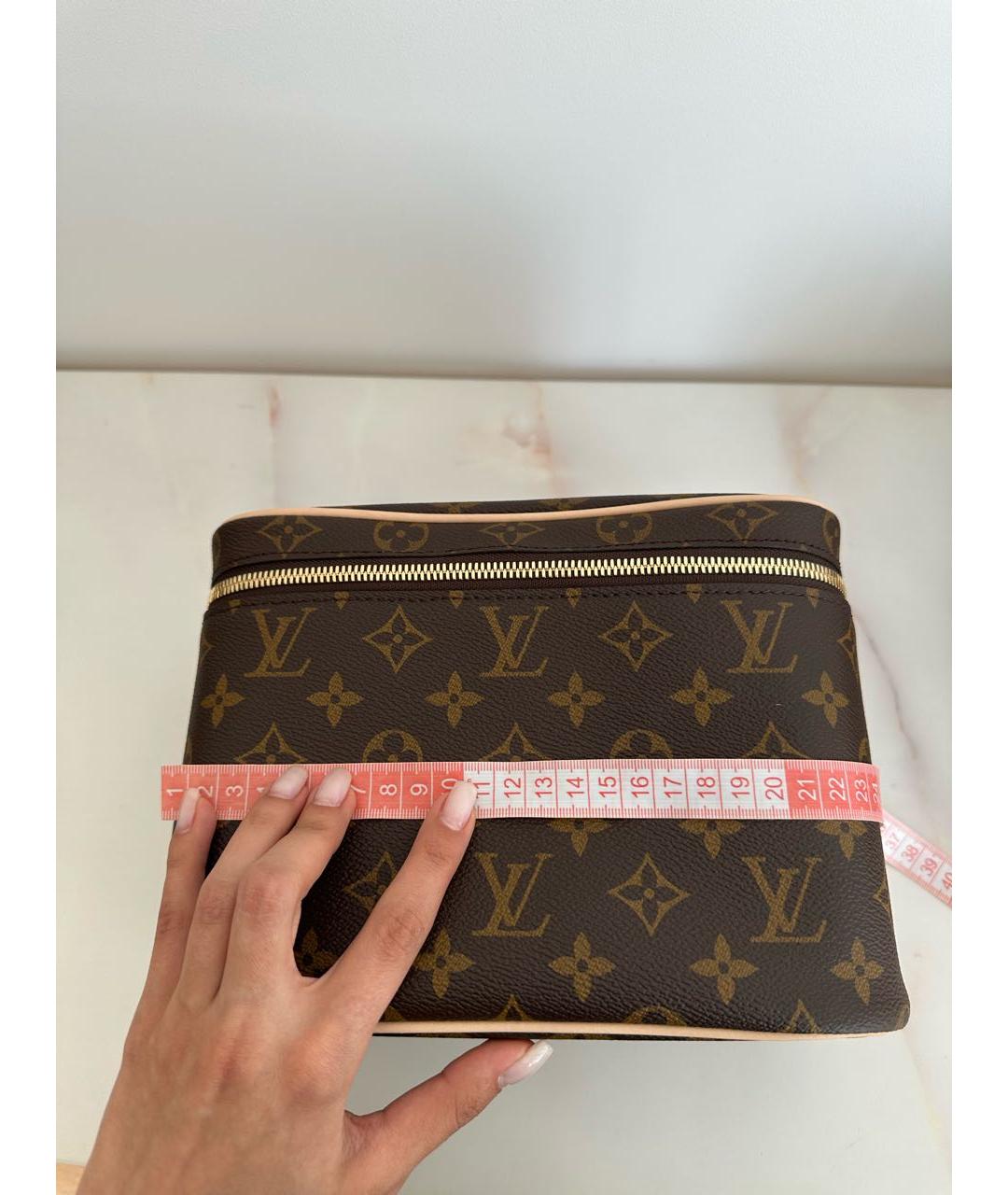 LOUIS VUITTON Коричневая кожаная косметичка, фото 6