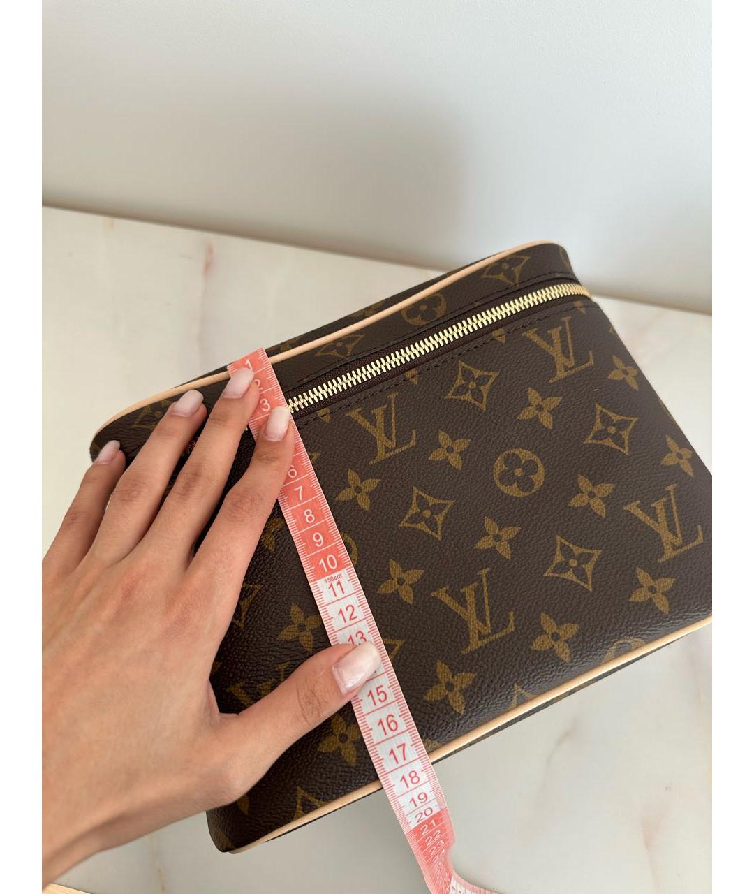 LOUIS VUITTON Коричневая кожаная косметичка, фото 3