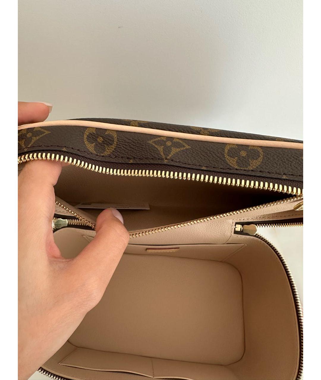 LOUIS VUITTON Коричневая кожаная косметичка, фото 5