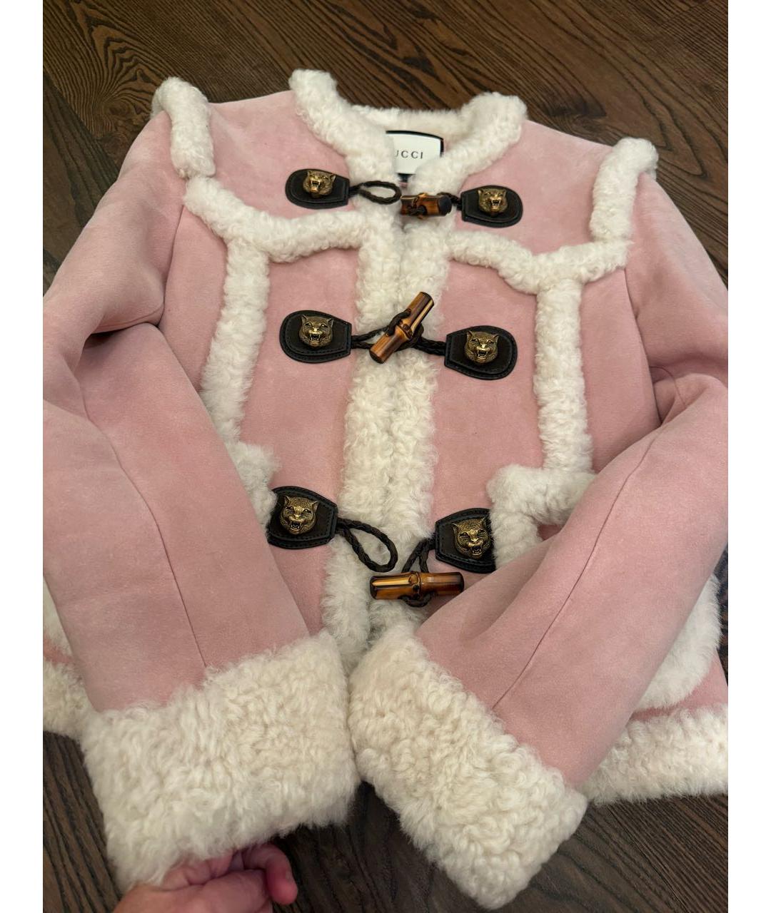 GUCCI Розовая замшевая дубленка, фото 4