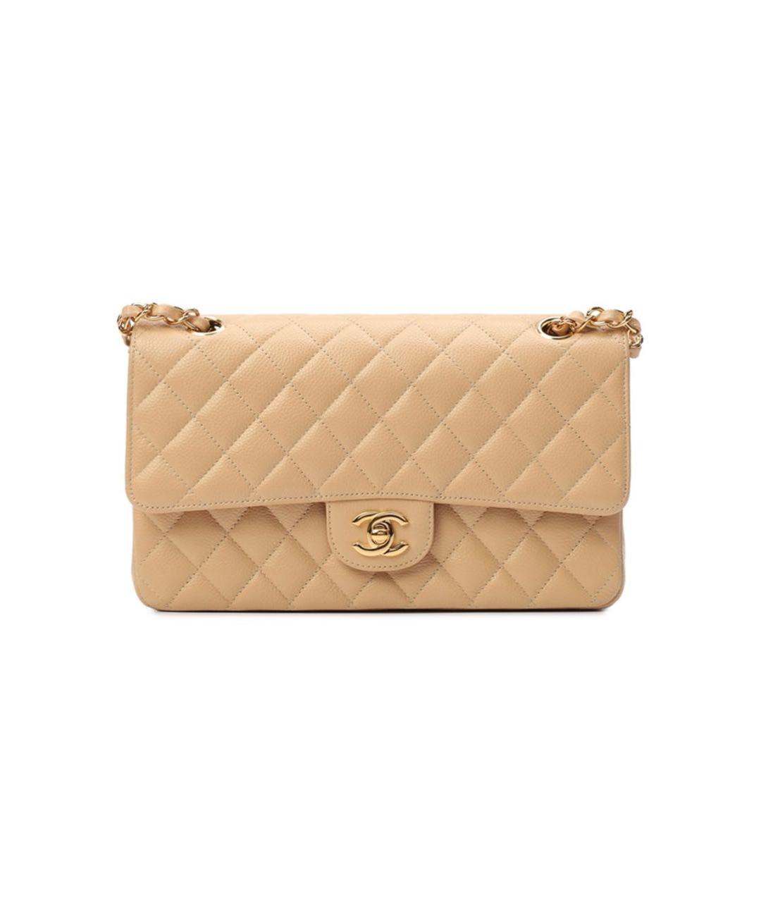 CHANEL Бежевая кожаная сумка через плечо, фото 5