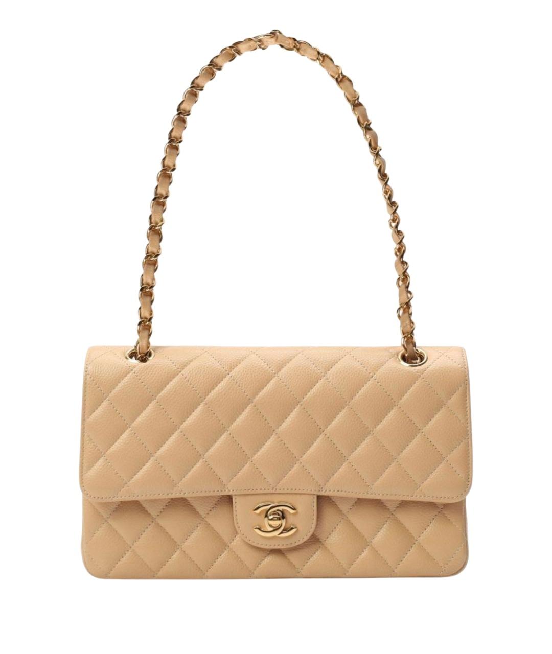 CHANEL Бежевая кожаная сумка через плечо, фото 1