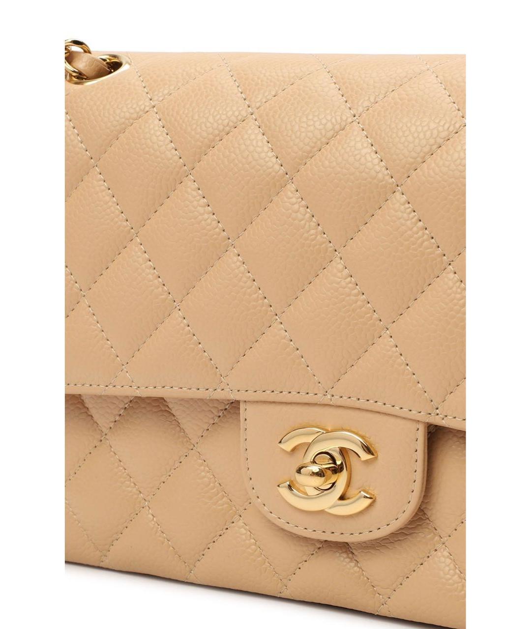 CHANEL Бежевая кожаная сумка через плечо, фото 4