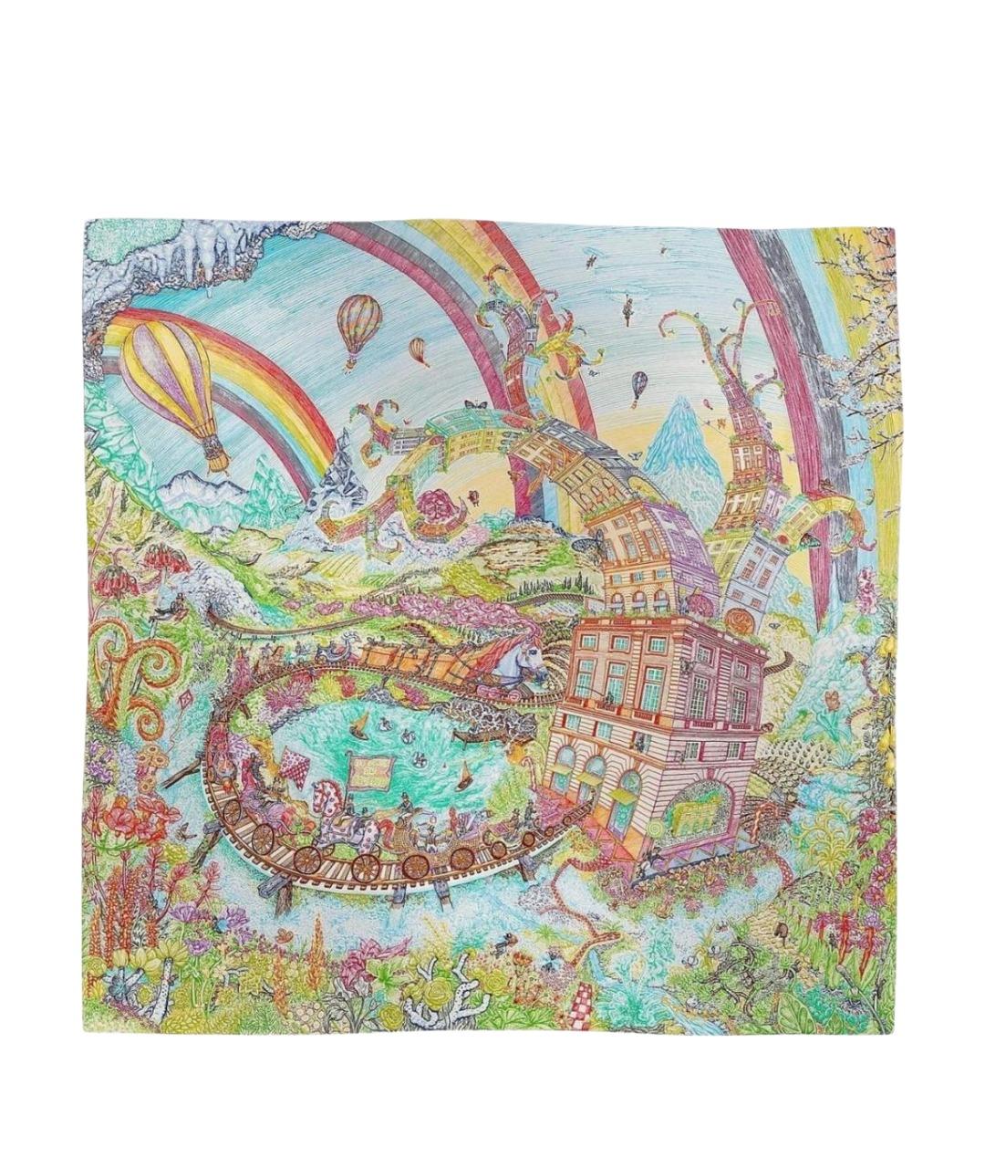 HERMES Мульти шелковый платок, фото 1