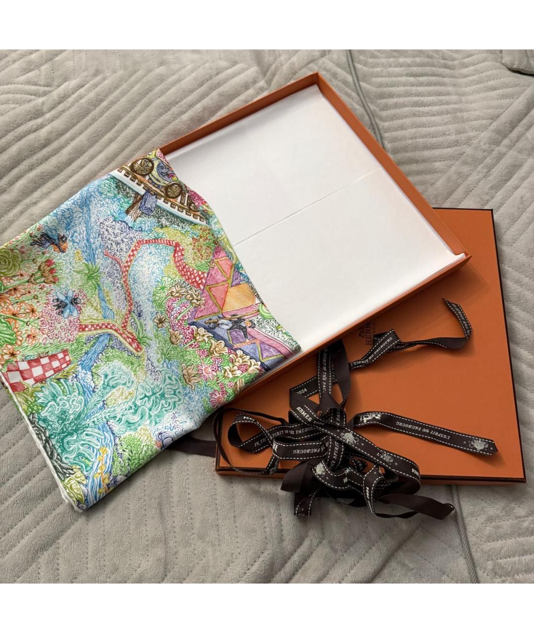 HERMES Мульти шелковый платок, фото 4