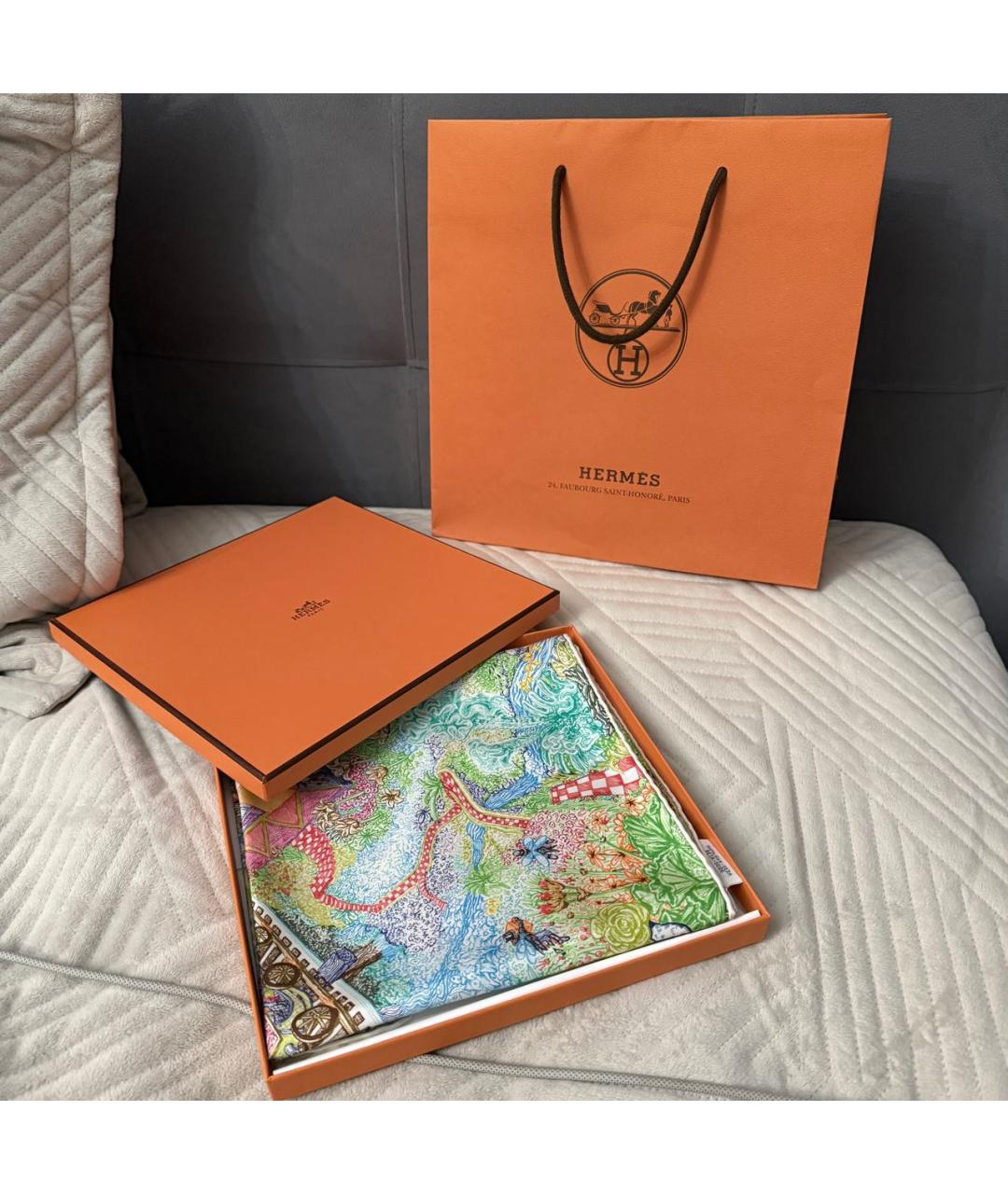 HERMES Мульти шелковый платок, фото 5