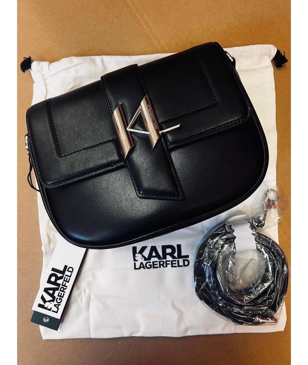 KARL LAGERFELD Черная кожаная сумка через плечо, фото 5