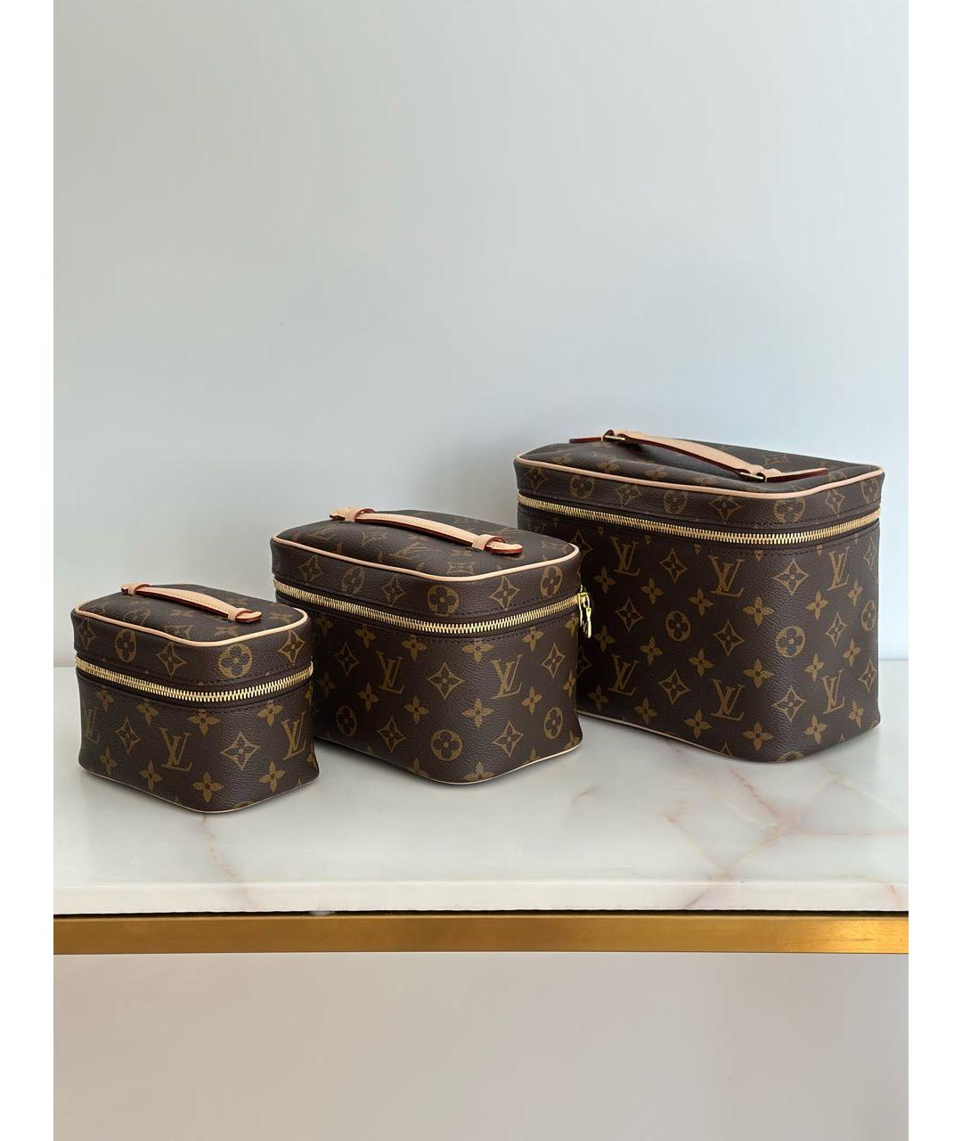 LOUIS VUITTON Коричневая кожаная косметичка, фото 3