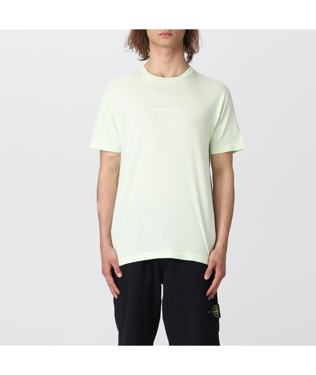 STONE ISLAND Салатовая хлопковая футболка, фото 3