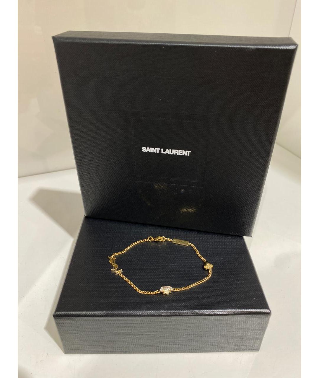 SAINT LAURENT Золотой латунный браслет, фото 2