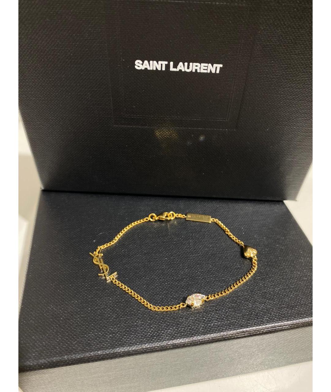 SAINT LAURENT Золотой латунный браслет, фото 3